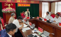 Thường trực Ban Bí thư Trương Thị Mai làm việc với Ban Thường vụ Tỉnh ủy Hải Dương