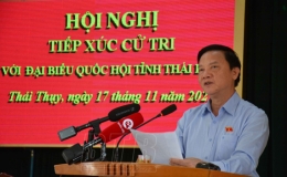 Đồng chí Nguyễn Khắc Định, Ủy viên Ban Chấp hành Trung ương Đảng, Phó Chủ tịch Quốc hội tiếp xúc cử tri tại huyện Thái Thụy