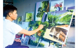 Thầy giáo Nguyễn Hồng Lam: Truyền tình yêu quê hương qua tranh vẽ
