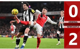 Kết quả bàn thắng Arsenal vs Newcastle: 0-2 (Bán kết lượt đi Cúp Liên đoàn Anh 2024/25)