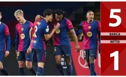 Kết quả bàn thắng Barca vs Real Betis: 5-1 (Vòng 1/8 Cúp nhà Vua Tây Ban Nha 2024/25)