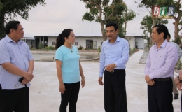 Đồng chí Phó Bí thư Tỉnh ủy, Chủ tịch UBND tỉnh kiểm tra công tác phòng, chống dịch tả lợn châu Phi và thăm mô hình nuôi tôm công nghệ cao tại huyện Thái Thụy