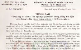 Học sinh Thái Bình tiếp tục được nghỉ học đến ngày 16/2 để phòng, chống dịch bệnh