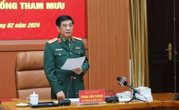 Bộ trưởng và lãnh đạo Bộ Quốc phòng làm việc với Bộ Tổng Tham mưu