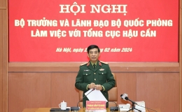 Đại tướng Phan Văn Giang và lãnh đạo Bộ Quốc phòng làm việc với Tổng cục Hậu cần