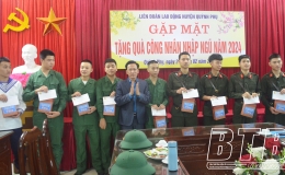 Liên đoàn Lao động huyện Quỳnh Phụ Gặp mặt, tặng quà công nhân nhập ngũ