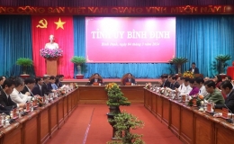 Chủ tịch Quốc hội Vương Đình Huệ làm việc với Ban Thường vụ Tỉnh ủy Bình Định