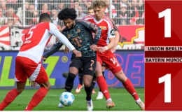 Kết quả bàn thắng Union Berlin vs Bayern Munich: 1-1 (Vòng 26 Bundesliga 2024/25)