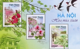Hoa đào, hoa ban xuất hiện trong bộ tem đầu tiên chủ đề "Hà Nội 12 mùa hoa"