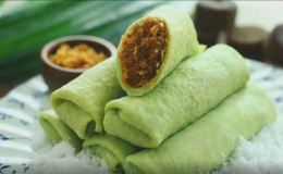 Công thức làm món bánh lá dứa cuộn dừa kiểu Indonesia