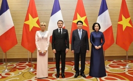 Chủ tịch nước Lương Cường chủ trì chiêu đãi cấp Nhà nước Tổng thống Pháp
