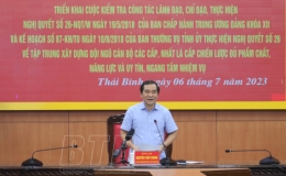 Triển khai cuộc kiểm tra công tác lãnh đạo, chỉ đạo thực hiện Nghị quyết số 26-NQ/TW của Ban Chấp hành Trung ương Đảng khóa XII và Kế hoạch của Ban Thường vụ Tỉnh ủy thực hiện Nghị quyết số 26