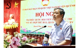 Đồng chí Ngô Đông Hải, Bí thư Tỉnh ủy, Trưởng đoàn đại biểu Quốc hội tỉnh tiếp xúc cử tri các huyện Quỳnh Phụ và Hưng Hà