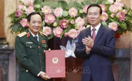 Chủ tịch nước Võ Văn Thưởng dự Lễ trao Quyết định thăng quân hàm Thượng tướng cho đồng chí Trịnh Văn Quyết