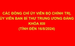 Các đồng chí Ủy viên Bộ Chính trị khóa XIII (tính đến 16/8/2024)