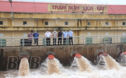 Đồng chí Lại Văn Hoàn, Phó Chủ tịch UBND tỉnh kiểm tra, chỉ đạo công tác tiêu thoát nước tại các huyện Kiến Xương và Vũ Thư