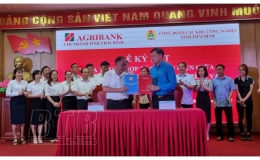Công đoàn Các khu công nghiệp và Agribank chi nhánh tỉnh Thái Bình ký kết thỏa thuận hợp tác