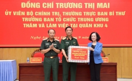 Đồng chí Trương Thị Mai thăm, làm việc tại Bộ Tư lệnh Quân khu 4