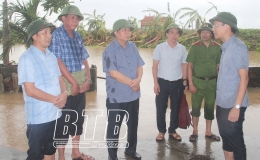 Đồng chí Phó Chủ tịch thường trực UBND tỉnh: Kiểm tra công tác ứng phó với lũ tại huyện Thái Thụy, thành phố Thái Bình