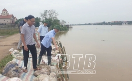 Quỳnh Phụ: Tăng cường kiểm tra, kịp thời xử lý sự cố tại tuyến đê