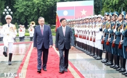Tổng Bí thư, Chủ tịch nước Tô Lâm chủ trì Lễ đón Tổng Bí thư, Chủ tịch nước Lào