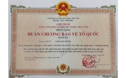 Truy tặng Huân chương Bảo vệ Tổ quốc cho Trung tá Quân nhân chuyên nghiệp Tăng Bá Hưng