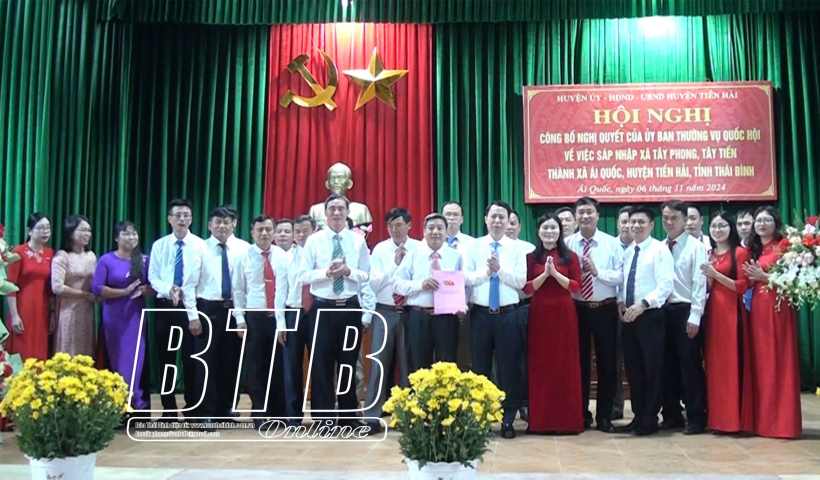 Tiền Hải: Công bố thành lập 3 xã Ái Quốc, Nam Tiến và Đông Quang 