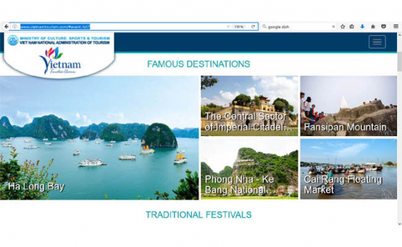 เว็บไซต์ส่งเสริมการท่องเที่ยวในเวียดนามสร้างแหล่งท่องเที่ยว
