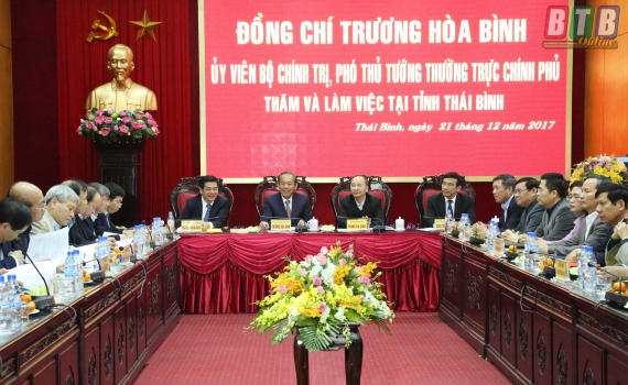 Đồng chí Trương Hòa Bình, Ủy viên Bộ Chính trị, Phó Thủ tướng thường trực Chính phủ thăm và làm việc tại Thái Bình