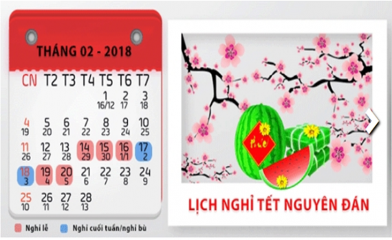 Lịch nghỉ lễ, Tết năm 2018