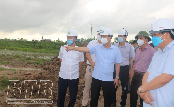 Đồng chí Ngô Đông Hải, Bí thư Tỉnh ủy kiểm tra tiến độ thực hiện dự án Khu công nghiệp Liên Hà Thái