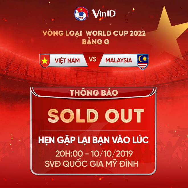 VFF đã bán hết vé xem trận Việt Nam vs Malaysia